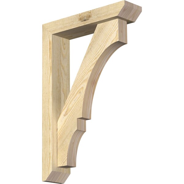 Ekena Millwork Balboa Slat Rough Sawn Bracket w/ Offset Brace, Douglas Fir, 4"W x 16"D x 24"H BKT0402X16X24BOA06RDF - main
